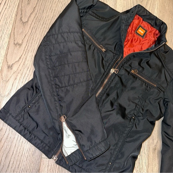Hugo Boss Black Moto Bomber Jacket Orange Lable Mens SZ Small Full Zip - Picture 4 of 16